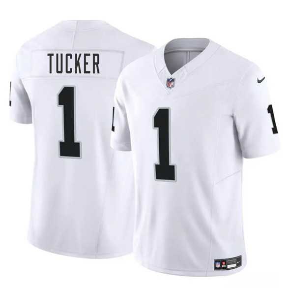 Men & Women & Youth Las Vegas Raiders #1 Tre Tucker White 2025 F.U.S.E. Vapor Stitched Jersey